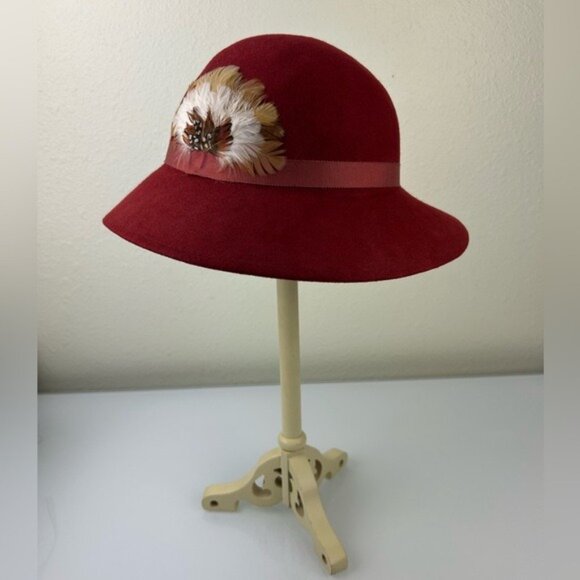 Lancaster 100% Wool Hat Feather Ribbon Detail USA Made Vintage main image 13